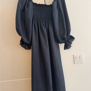 Sleeper Atlanta Linen Dress in Navy